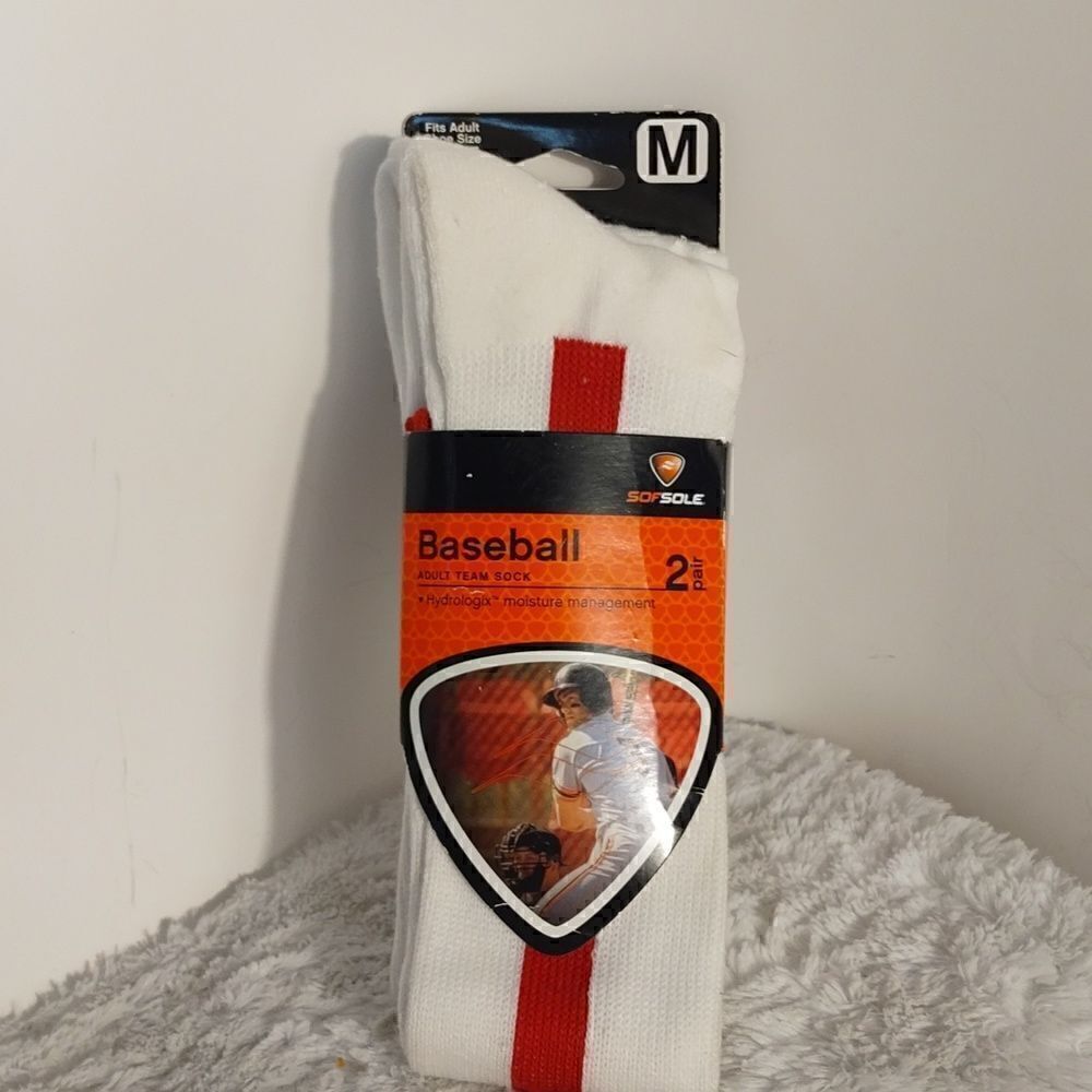 Red Stripe Men's Baseball Socks 2 Pair